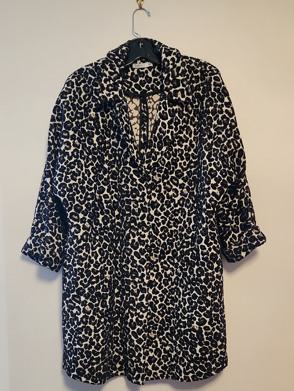 Cooper St. Leopard Print Collared Women's Jacket  Top - Black & Cream Sz 10